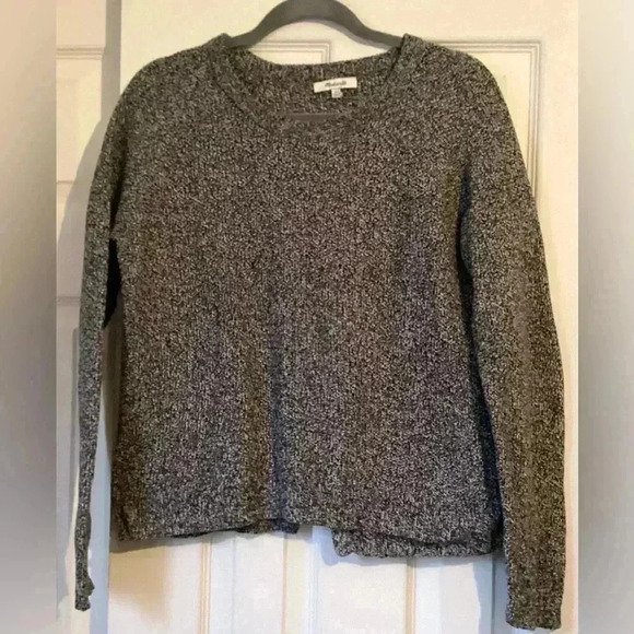 MADEWELL NWOT Open Back Split GRAY KNIT SWEATER  Size Medium - Picture 1 of 5